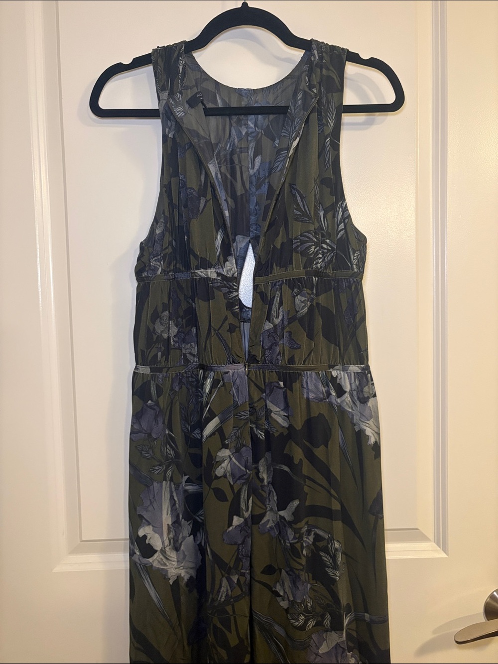 AllSaints Kaya Olive Green Floral Print Maxi Dress - Picture 8 of 9